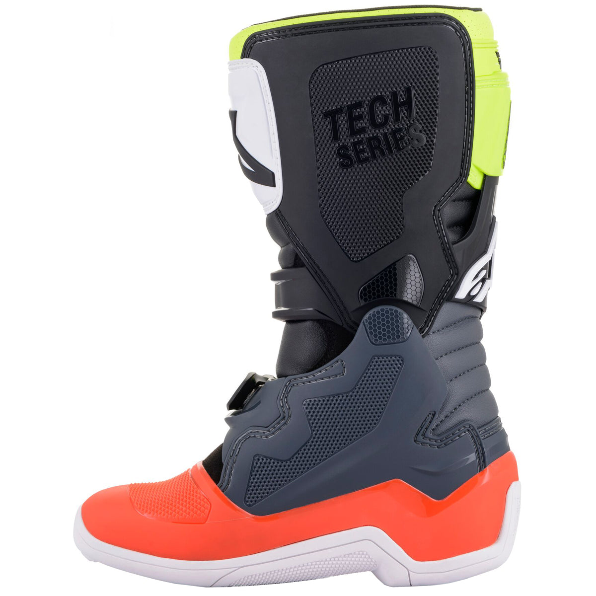 Botas Alpinestars Tech 7S Junior gris oscuro / rojo flúor / amarillo flúor