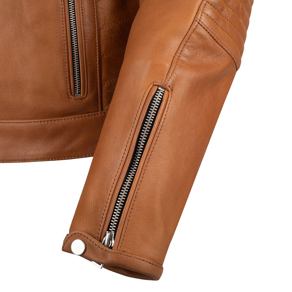Chaqueta de piel Segura Orion camel / blanco