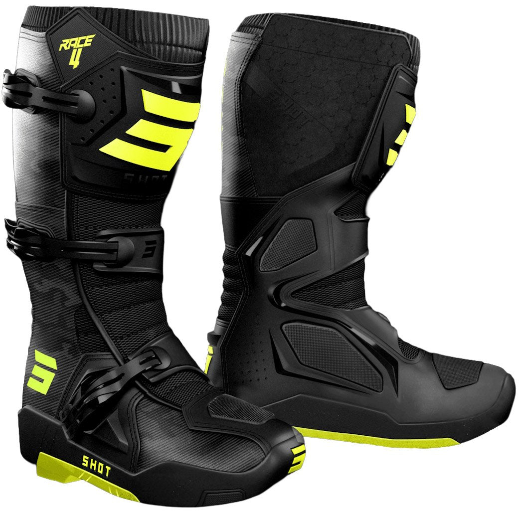 Botas Shot Race 4 Tactic negro / blanco / amarillo neón 2027