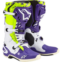 Botas Alpinestars Tech 10 Dirt White / Purple / Yellow Fluo