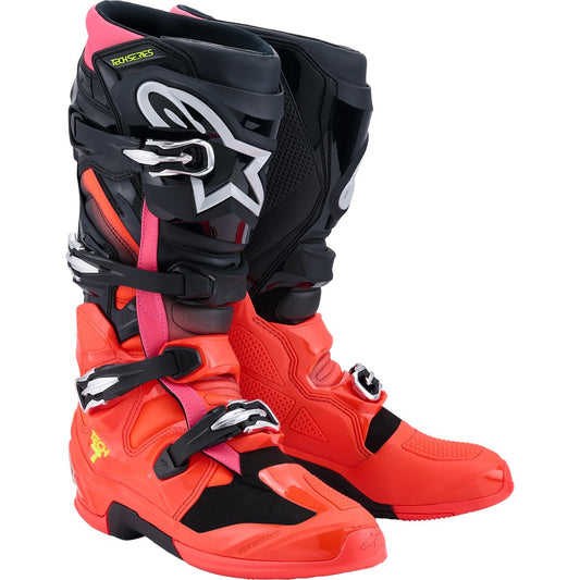 Botas Alpinestars Tech 7 negro / rojo flúor / rosa flúor 2025