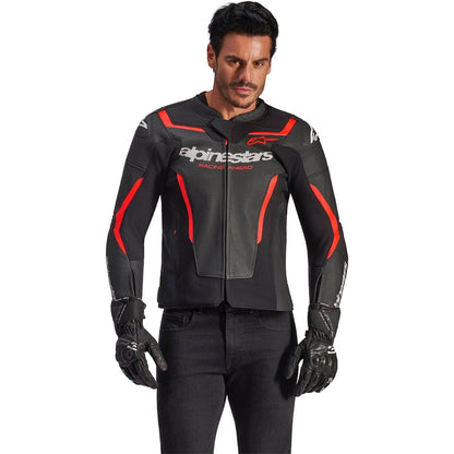 Chaqueta Alpinestars GP Force V2 Leather Airflow negro / rojo flúor
