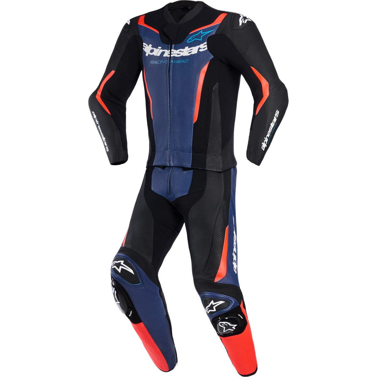 Mono Alpinestars GP Force V2 piel negro / azul / rojo neón
