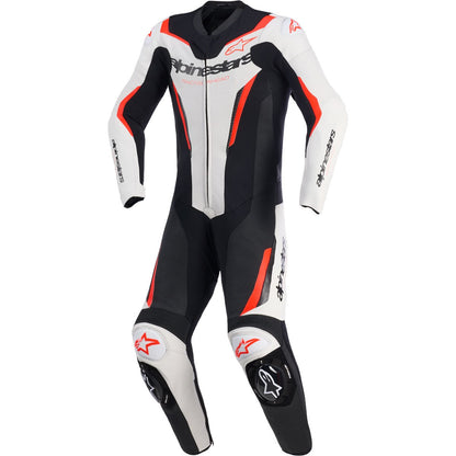 Mono Alpinestars GP Force V2 piel blanco / negro / rojo neón