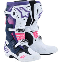 Botas Alpinestars Tech 10 blanco / violeta / azul marino / rosa flúor