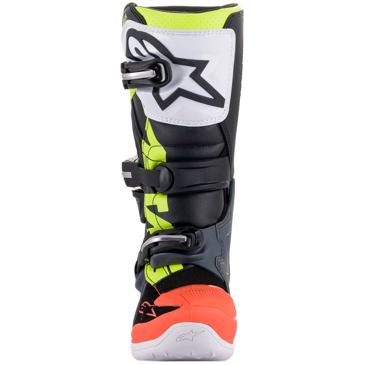 Botas Alpinestars Tech 7S Junior gris oscuro / rojo flúor / amarillo flúor