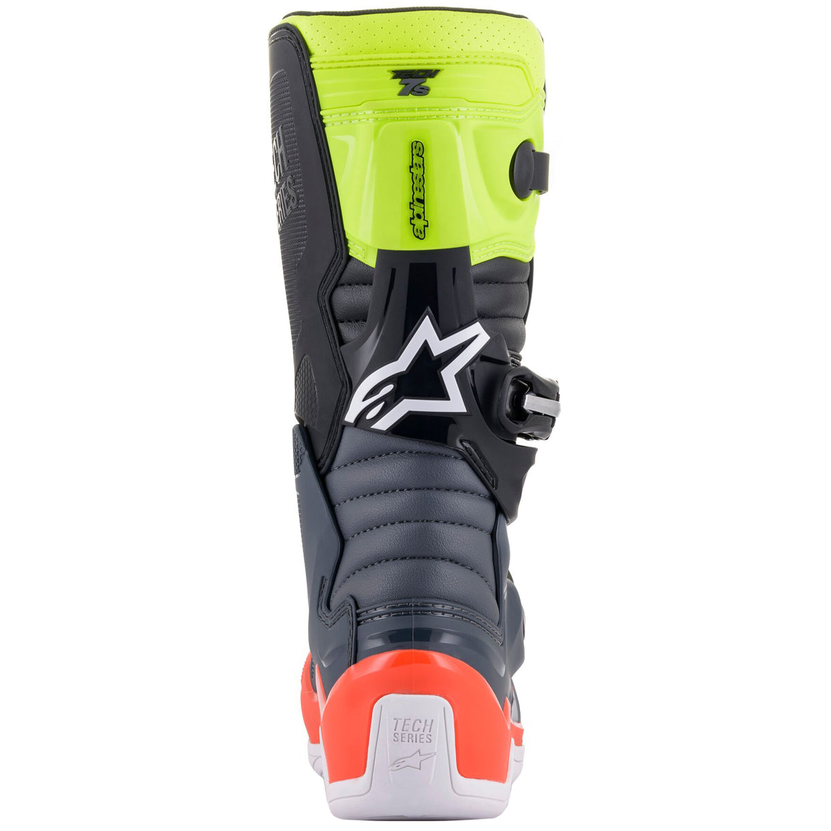 Botas Alpinestars Tech 7S Junior gris oscuro / rojo flúor / amarillo flúor