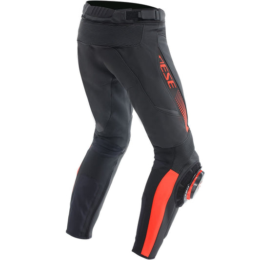 Pantalón de piel Dainese Super Speed negro / rojo flúor