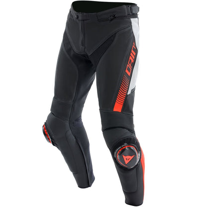 Pantalón de piel Dainese Super Speed Professional negro / blanco / rojo flúor
