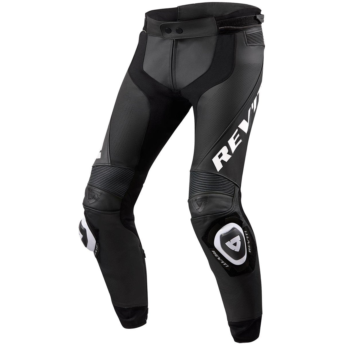 Pantalón de piel Rev'it Apex corto negro / blanco