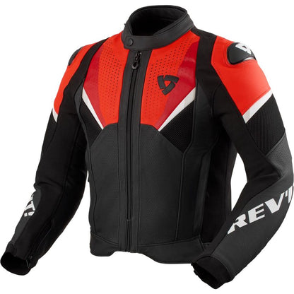 Chaqueta de piel Rev'it Automate negro / rojo neón