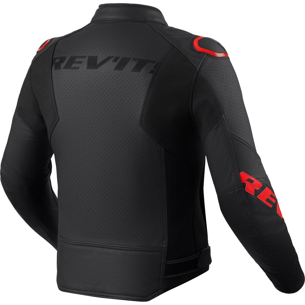 Chaqueta de piel Rev'it! Quadratic negro / rojo neón