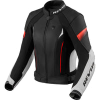 Chaqueta de piel Rev'it! Xena 4 Lady blanco / rojo neón