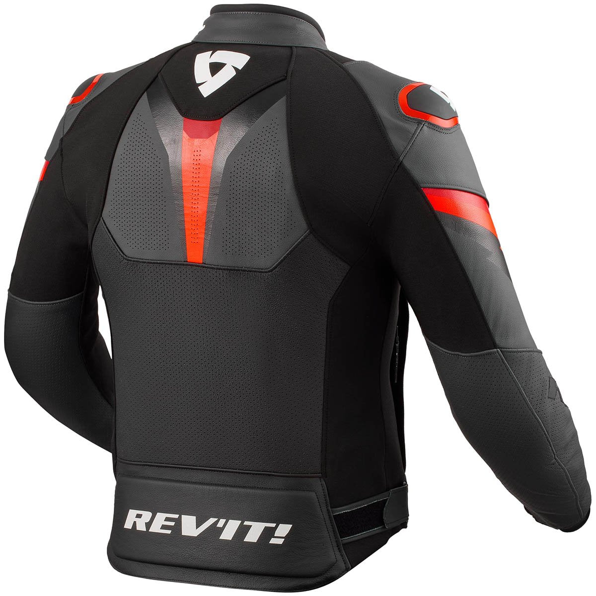 Chaqueta de piel Rev'it Quantum 3 negro / rojo neón