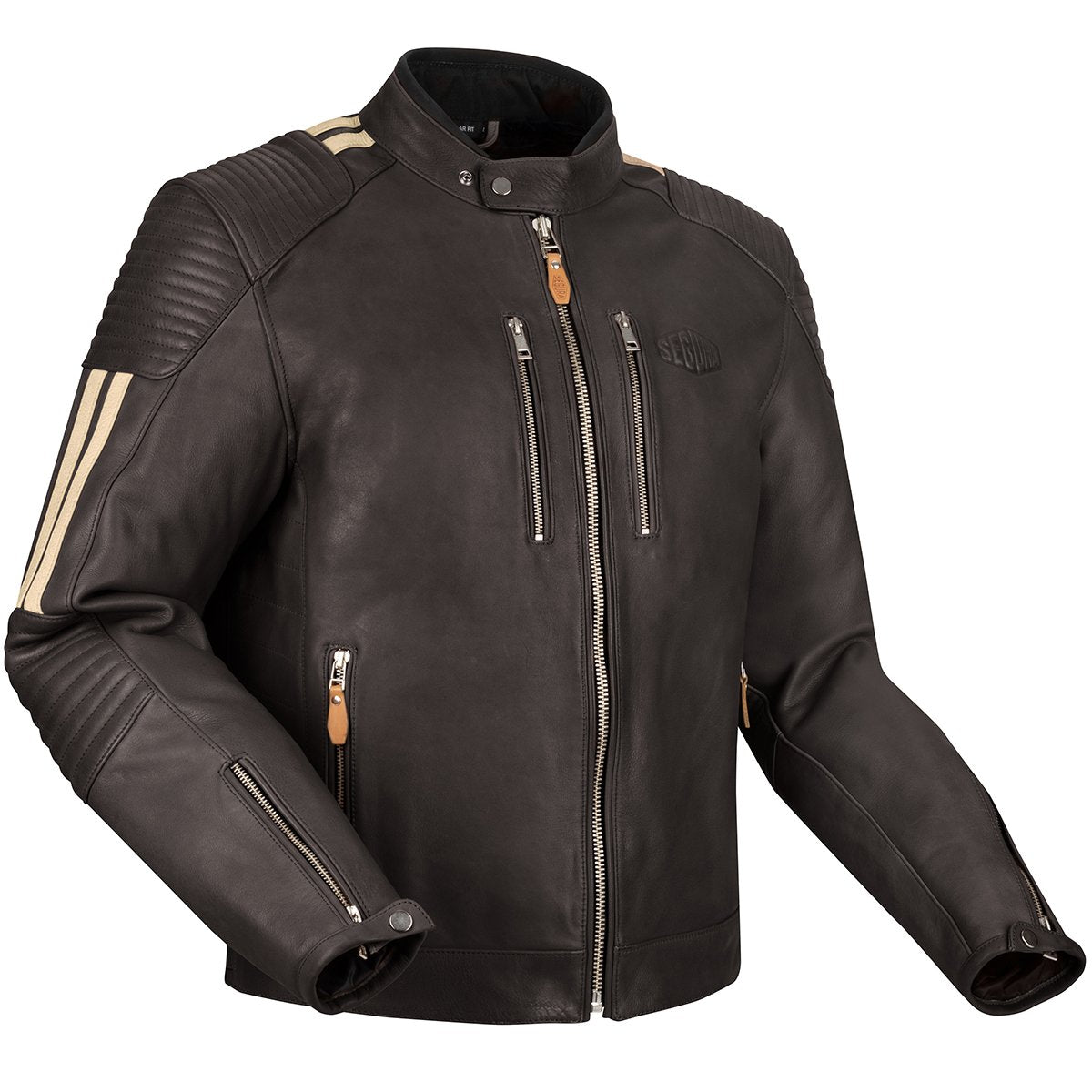 Chaqueta de piel Segura Orion marrón / blanco