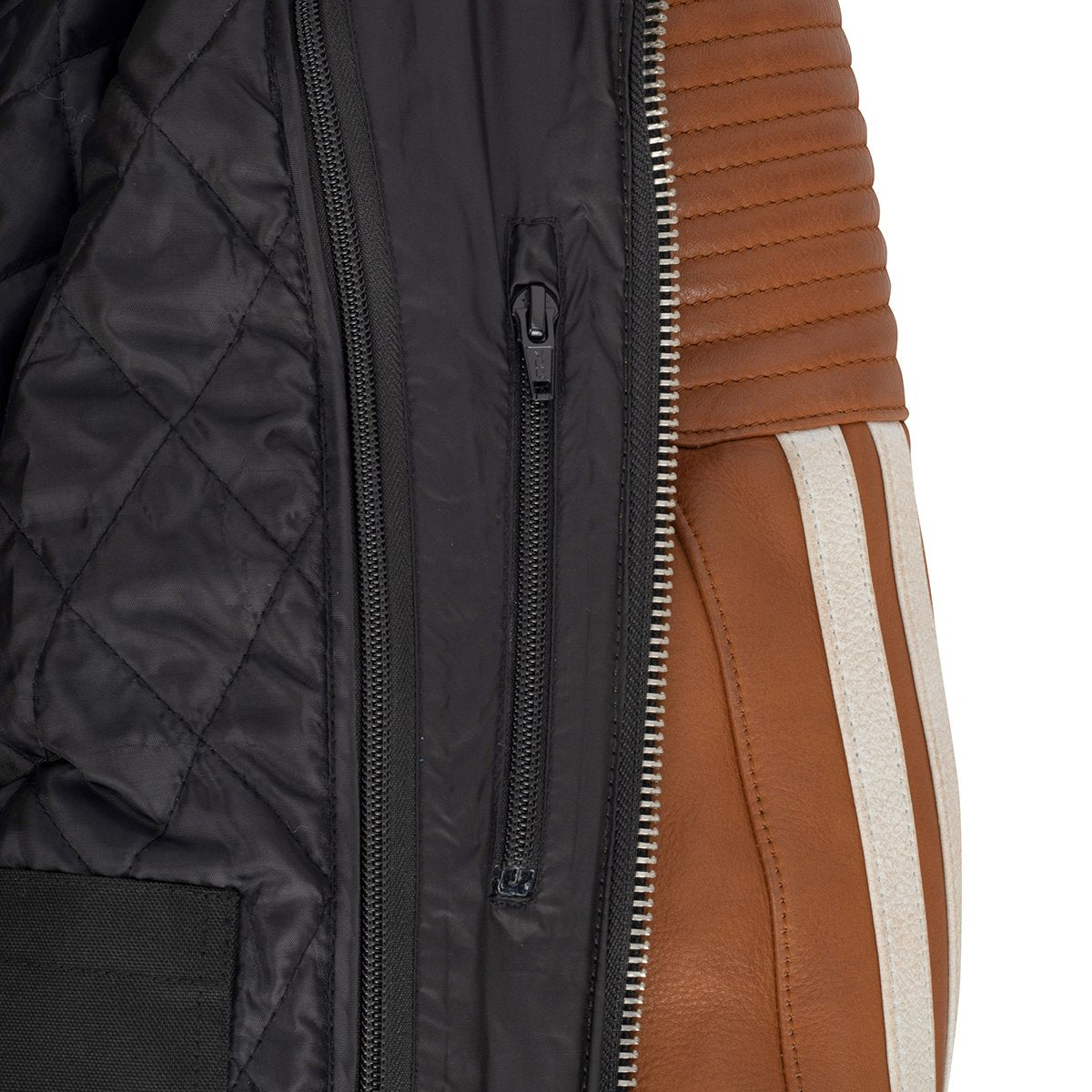Chaqueta de piel Segura Orion camel / blanco