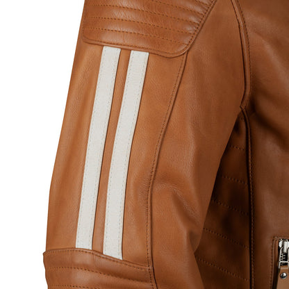 Chaqueta de piel Segura Orion camel / blanco