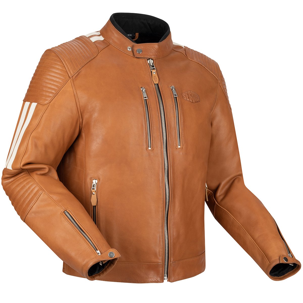 Chaqueta de piel Segura Orion camel / blanco