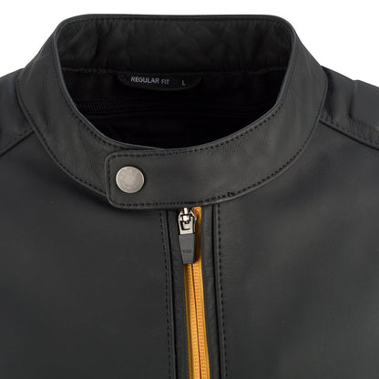 Chaqueta de piel Segura Phil negro / amarillo