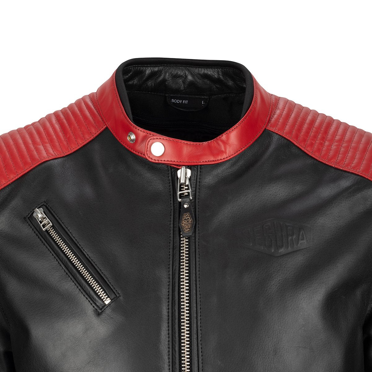 Chaqueta de piel Segura Romeo negro / rojo