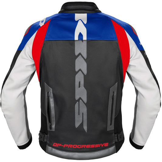 Chaqueta de piel Spidi DP Progressive Leather negro / rojo / azul