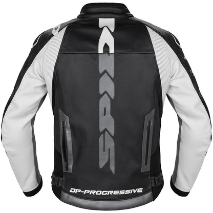 Chaqueta de piel Spidi DP Progressive Leather negro / blanco