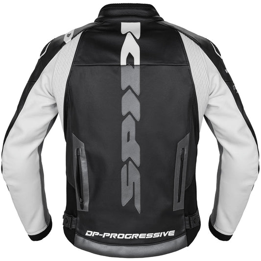 Chaqueta de piel Spidi DP Progressive Leather negro / blanco