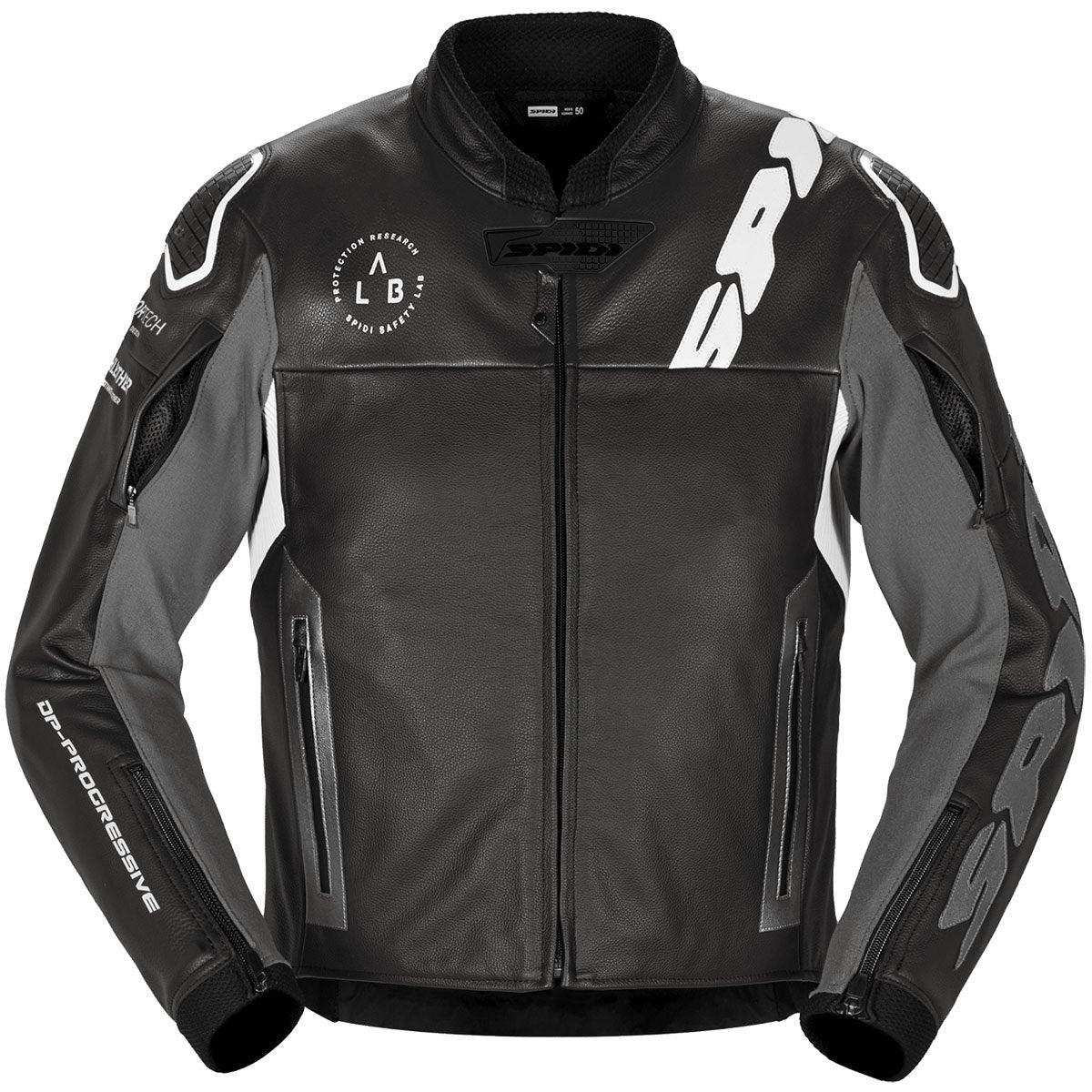 Chaqueta de piel Spidi DP Progressive Leather negro / blanco